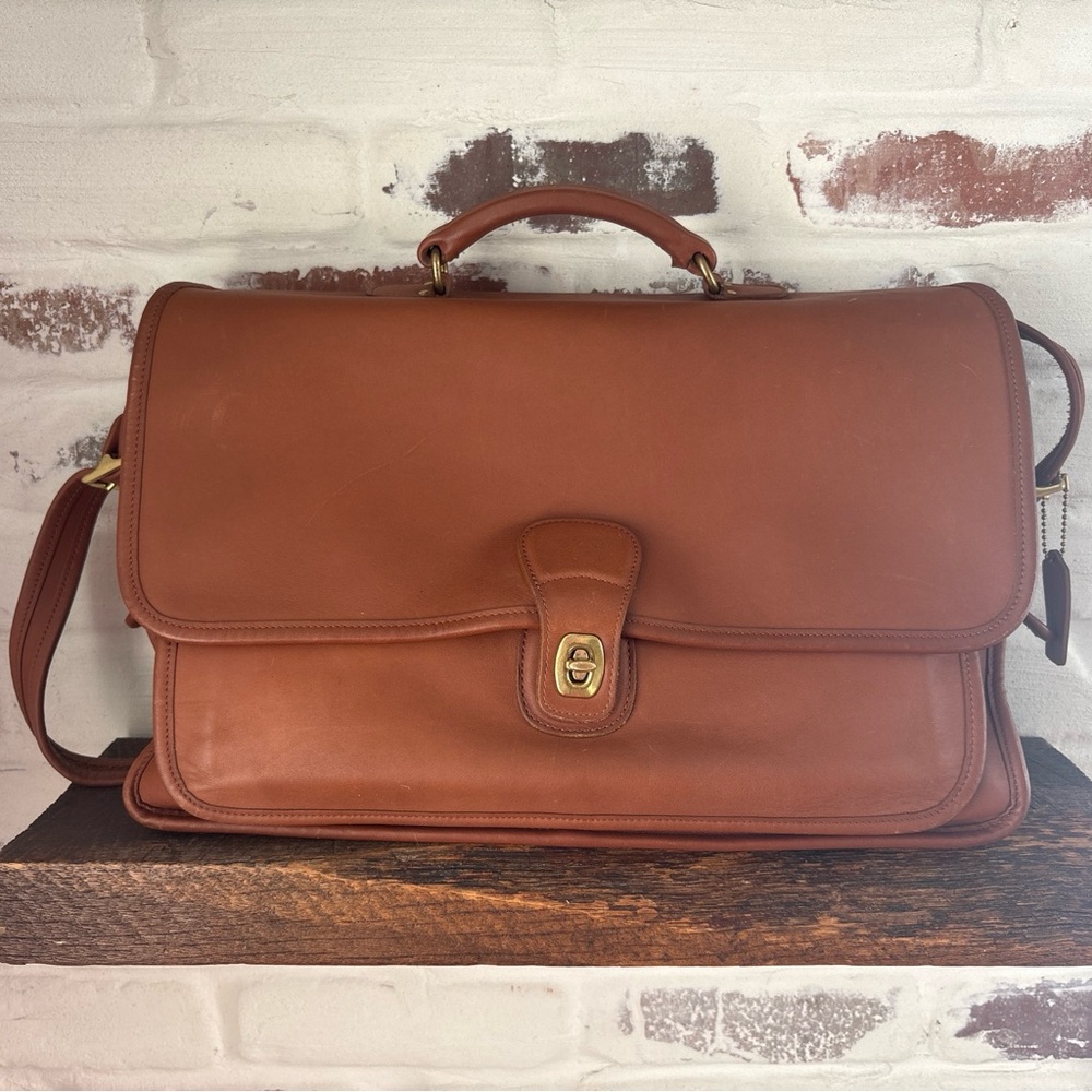 90's COACH Metropolitan Messenger Bag Laptop Briefcase Brown Leather # 5180 VTG
